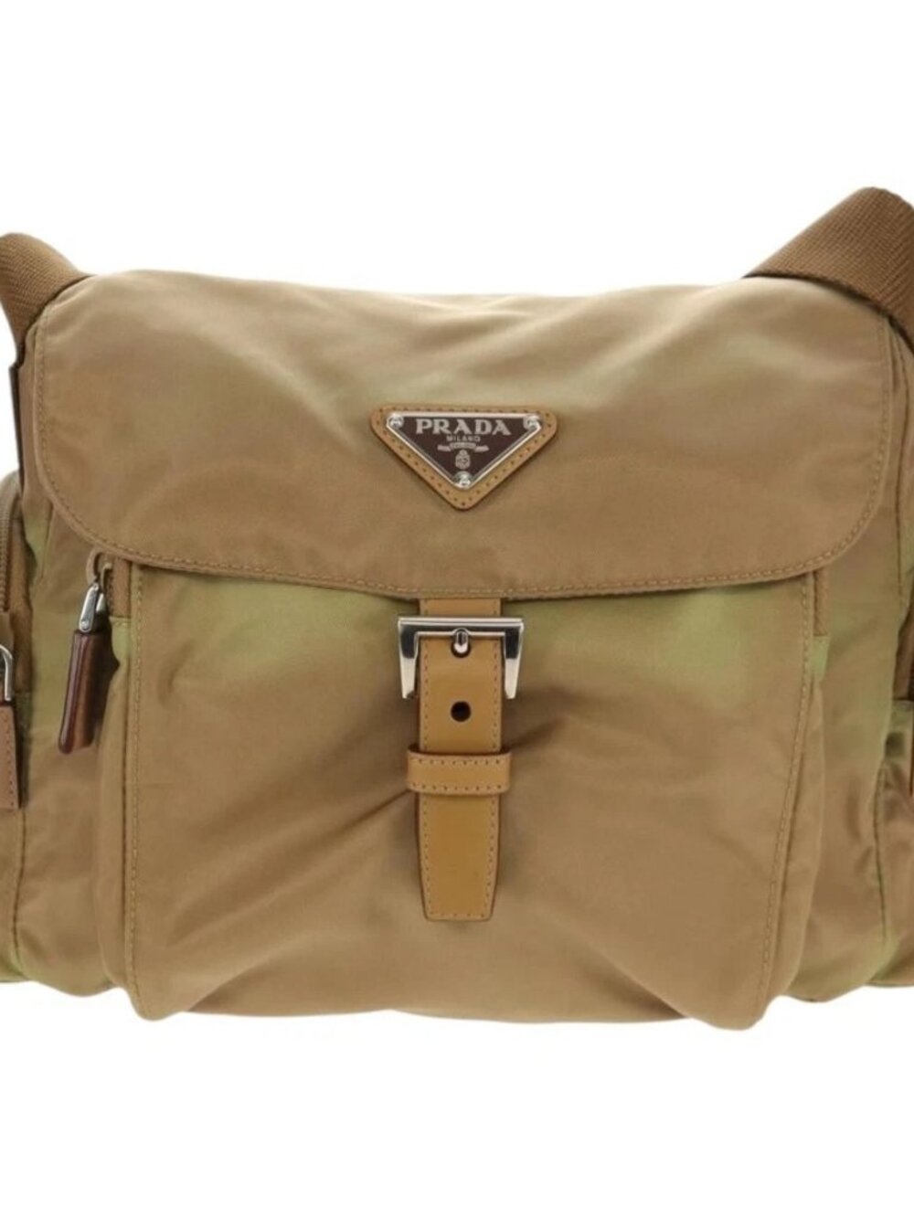 PRADA Shoulder Bag Nylon Khaki Silver Auth fm4987 - Picture 2 of 16